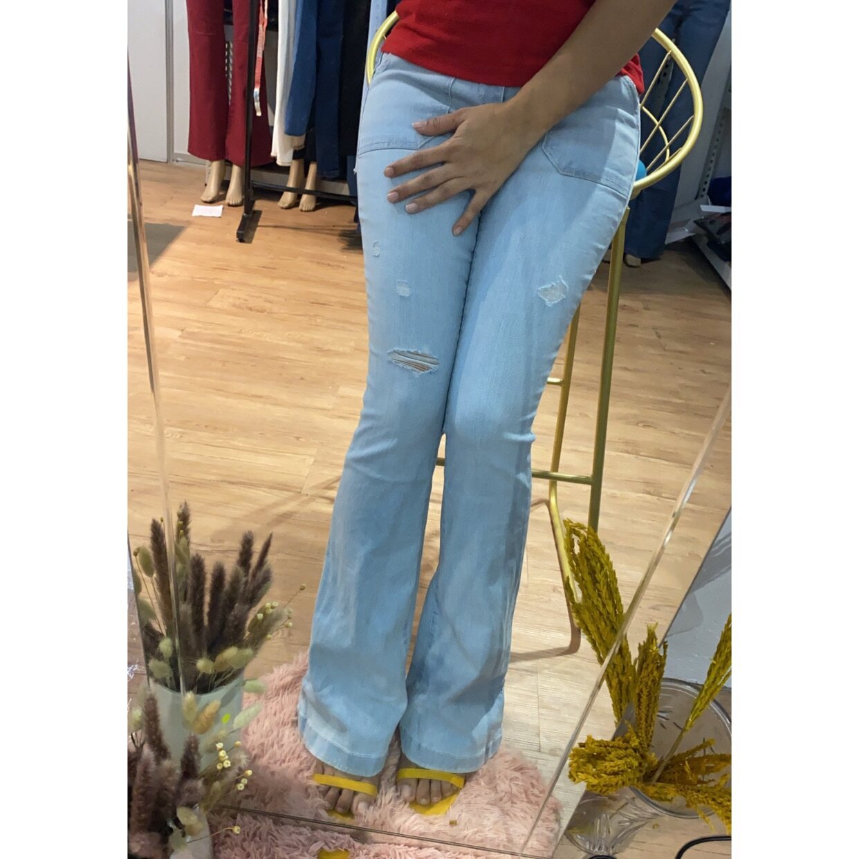 bootcut ripped jeans