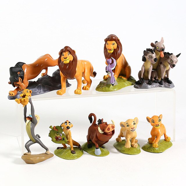 Small Set of 9pcs The Lion King Simba Mufasa Hyenas Pumbaa PVC Figure Toy