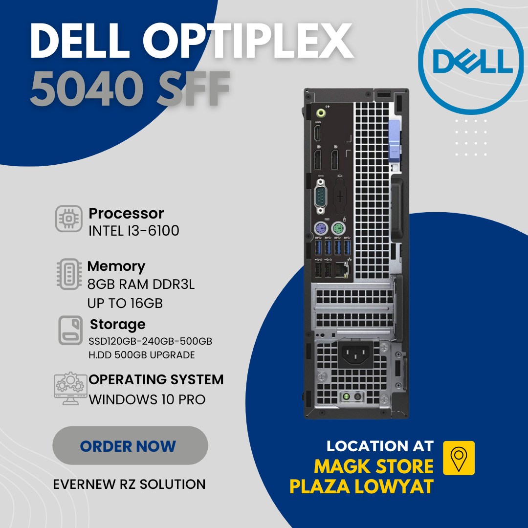 DELL OPTIPLEX 5040 SFF | Intel Core i3-6100 CPU @ 3.70 GHz | 8GB RAM DDR3L  UP TO 16GB | H.DD 500GB | WINDOWS 10 PRO | Lazada