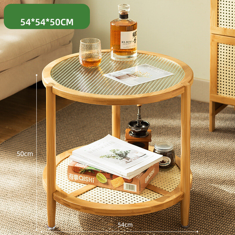 Table Round coffee table Tea table simple Living room household manageability Tea table Light luxury modern Solid wood
