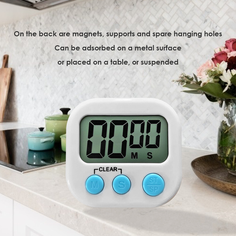 [Chinatera] Cute Mini LCD Electronic Digital Display Screen Timer Magnetic Kitchen Cooking Table Countdown Alarm Clock Stopwatch with Stand