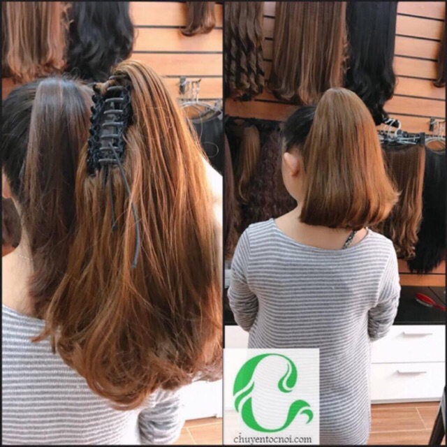Tóc Giả Ngoặm Kẹp Ngắn Cúp Cao Cấp- Ảnh Thật