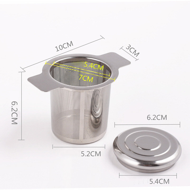 JJT 304 stainless steel tea strainer Leak-proof with lid with ear cover coffee filter teapot