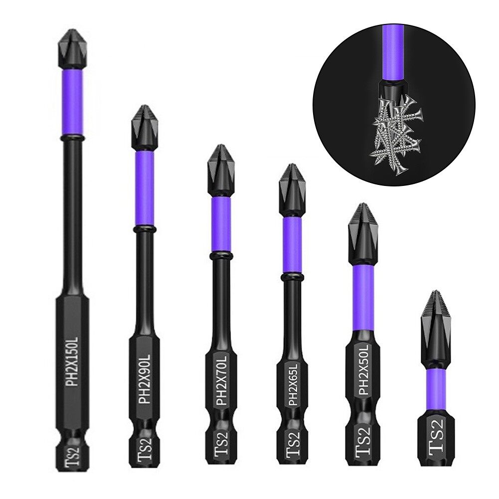 Toolstar PH2 Cross Screwdriver Non-slip Magnetic Batch Head 62HRC Hardness Impact Drill Bit