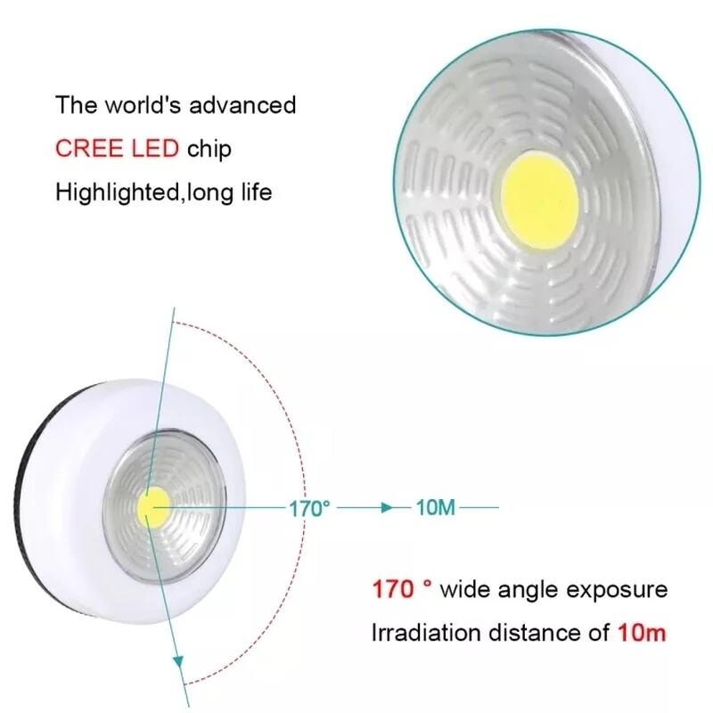3 Chiếc Đèn LED COB Dưới Tủ Có Miếng Dán Dính Đèn Tường Không Dây Đèn Ngủ Tủ Ngăn Kéo Tủ Chén Phòng Ngủ Nhà Bếp