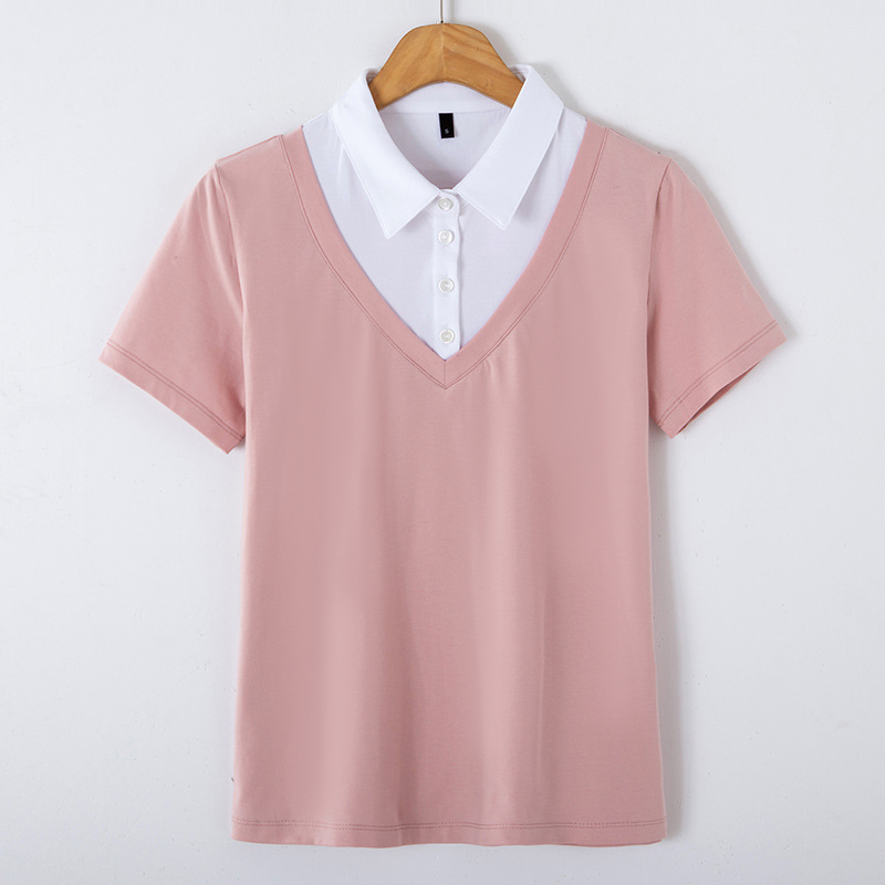 Women Polo Shirt Cotton Short Sleeve T-shirt