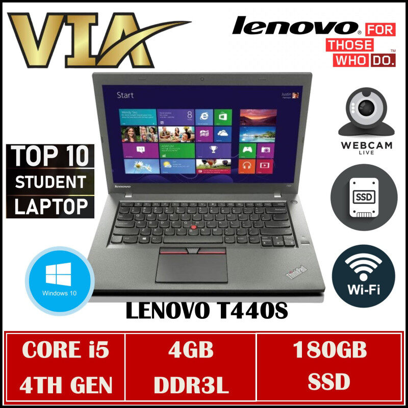 ENTERPRISE LENOVO THINKPAD T440S SLIM~CORE i5 4TH GEN~4GB DDR3L~180GB SSD~MOBILE WORKSTATIONS~WIN 10~WEBCAM Malaysia