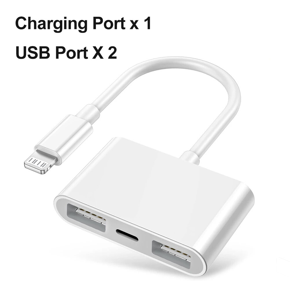 OTG USB Adapter Cable for iPhone iPad,Lightning to USB Camera Adapter  Connector with Charging Port Support Flash Drive、Mouse、Keyboard、Midi etc