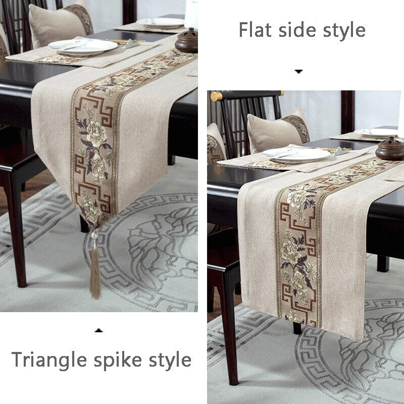 Chinese Style Table Runner Luxury Cotton Linen Jacquard Table Runners Decorative Bed Runner Table Flag Living Room Hotel Tea Tablecloth Hotel Bed Flag