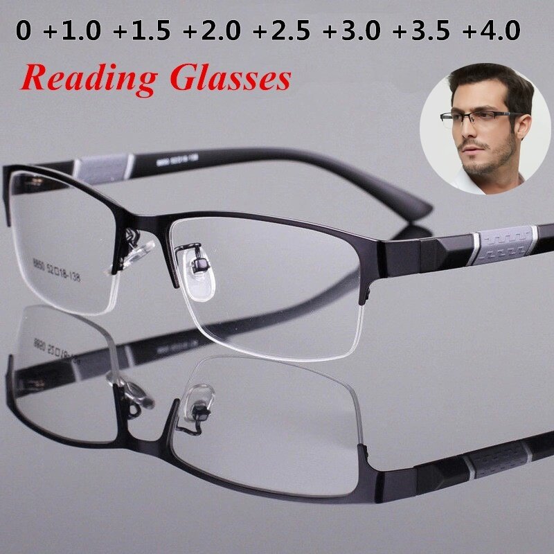 สายตายาวแว่นตาผู้ชายR Etroโลหะกรอบตารางนักเรียนแว่นอ่านหนังสือกรอบสำหรับผู้หญิง 0 + 1.0 + 1.5 + 2.0 + 2.5 + 3.0 + 3.5 + 4.0 +
