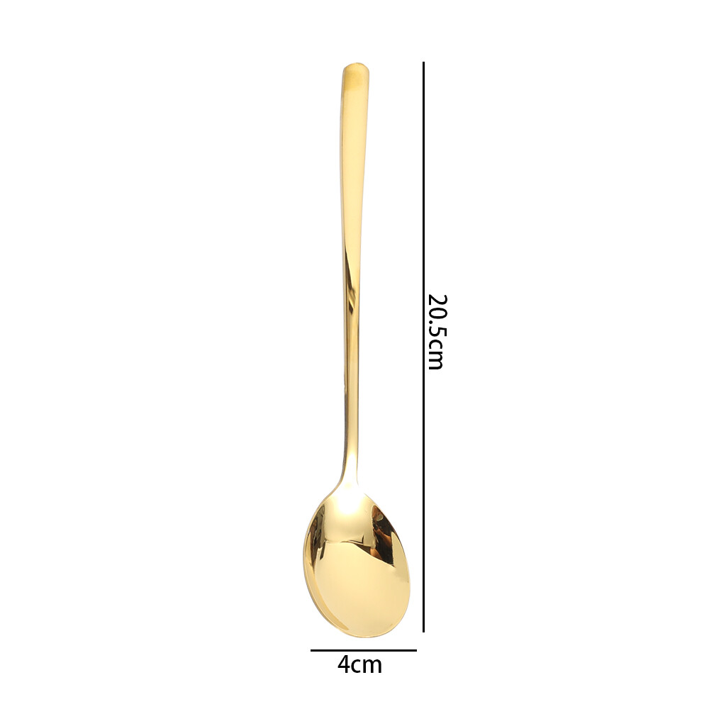 Stainless Steel Fork Spoon Long Handle Gold Silver Steak Dinnerware Coffee Tea Spoon Kitchen Tableware