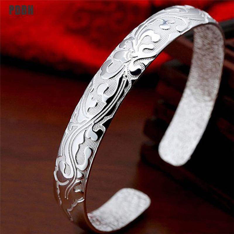 Fashion Female Jewelry Silver Plated Bangles Cuff Bracelets High Quality