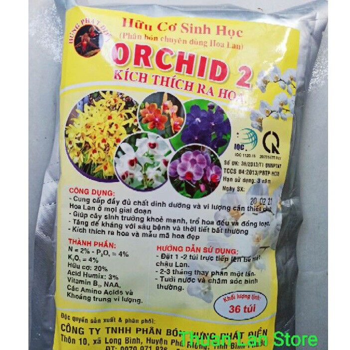 Phân bón hữu cơ sinh học orchid 2 kích thích ra hoa gói 36 túi