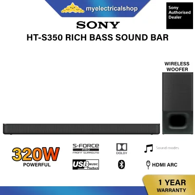 Sony HT-S350 2.1CH Soundbar with POWERFUL Wireless Subwoofer and Bluetooth Technology HTS350 Sound Bar