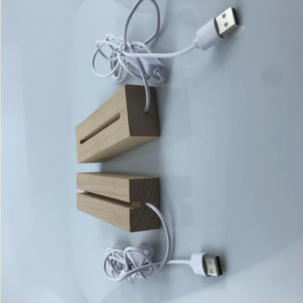 Serbery LED Display Lights Wooden Lighted Base Stand for Crystal