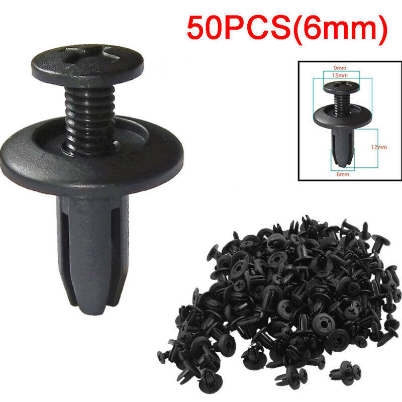 Push Pin Clips 50 pcs Parts Accessories Car Push Pin Clip 6mm Hole Dia