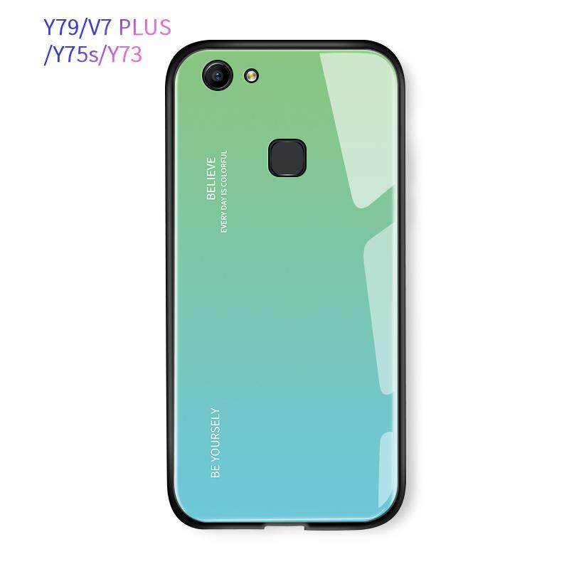 Mewah Aurora Rainbow Casing Gradien Seri Case Shockproof Kaca Antigores Penutup Belakang untuk VIVO Y79 V7 Plus V7 + Y75s Y73