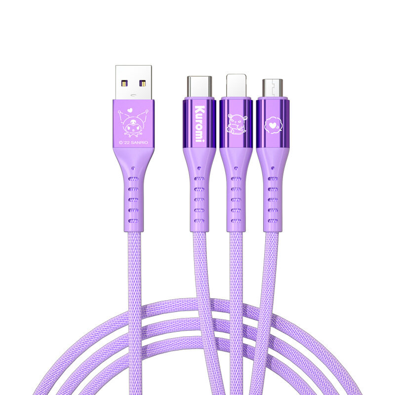 100% Authentic Sanrio Hello Kitty Accessories 3 in 1 Charging Cable USB Cable Type C Lightning Cable Micro USB Cable Fast Charging for iOS and Android Smartphone AQ2 SJ-705