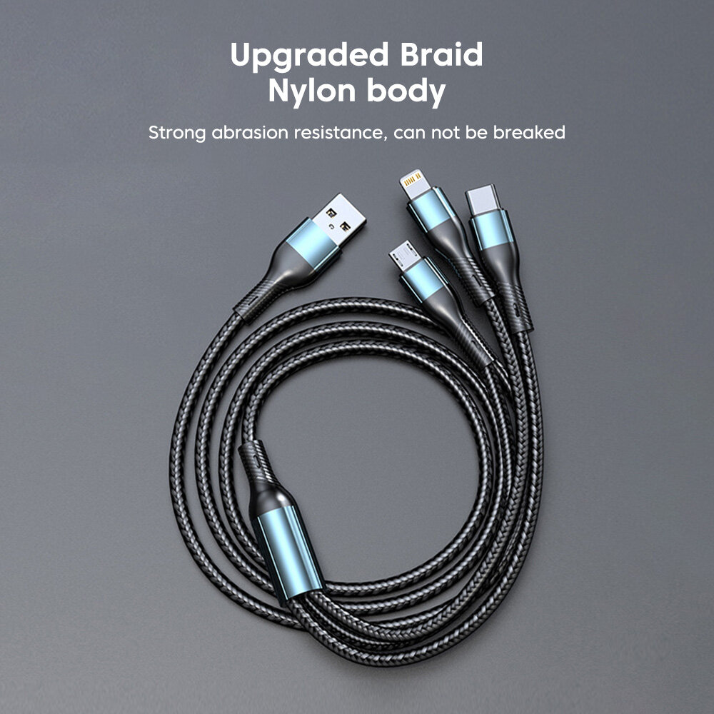 Greenyeah 120W 3 trong 1 cáp sạc nhanh micro USB Type C Cáp USB C dữ liệu dây Dây
