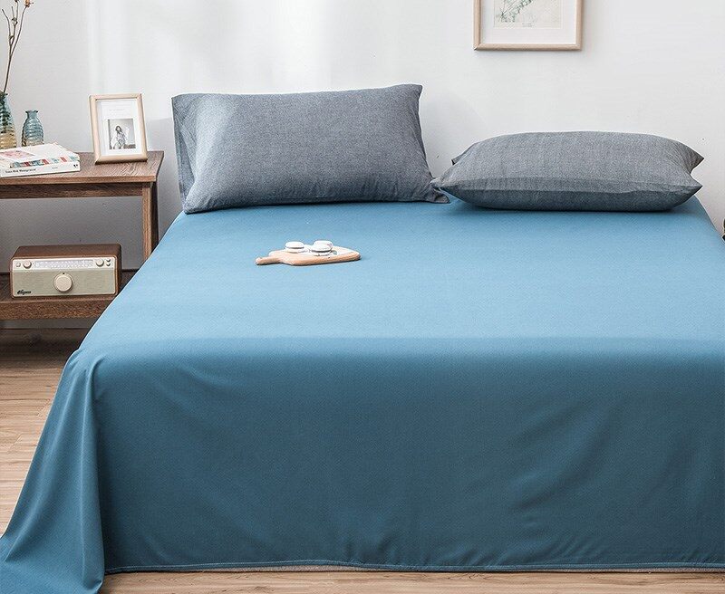 Ga Trải Giường Cotton Đã Giặt Sạch, Màu Trơn