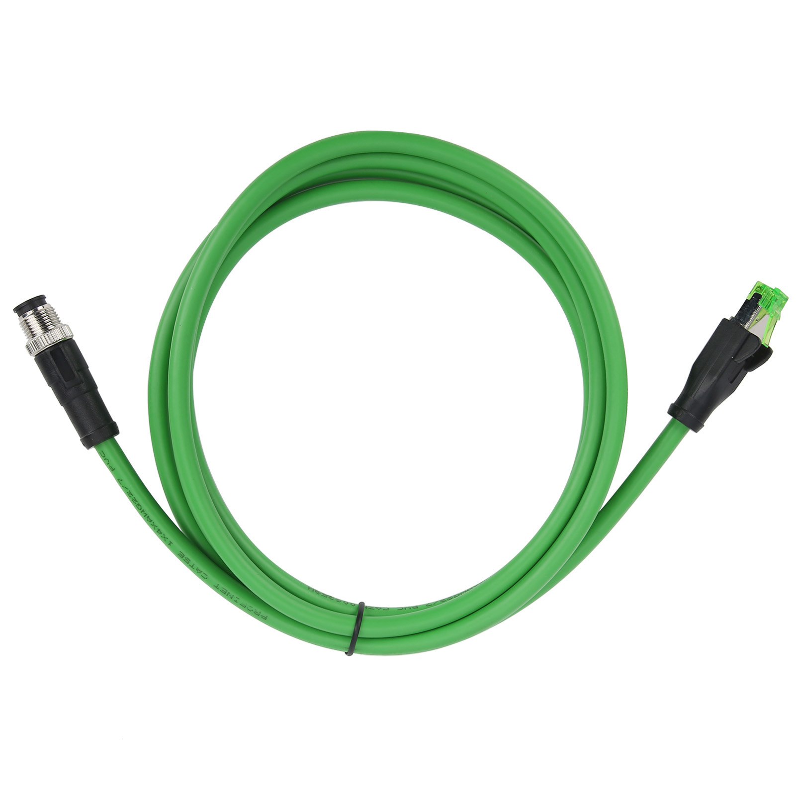 Patch Cord M12 RJ45 Connector Ethernet Shielded Cable 24 AWG Wire IP67 Waterproof