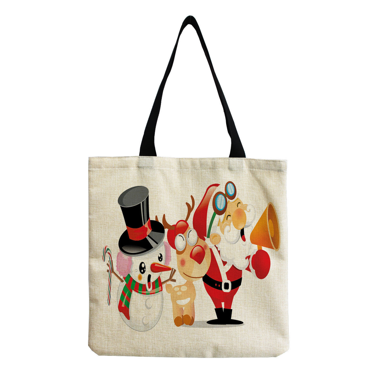 Christmas Printed Tote Bag Cartoon Pattern Large Capacity Shoulder Bag Printable Logo Tote Bag