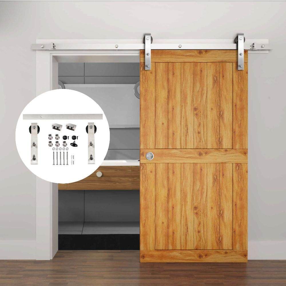 183//200cm Hardware Kit Sliding Barn Wood Door Carbon Steel Closet Track Kit 6FT