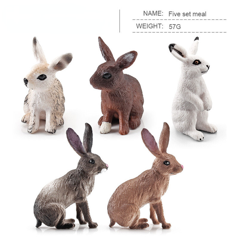 Simulation Forest Wild Rabbit Model Ornament Solid Static Rabbit Hare Shape Toy PVC Miniature Collection Toys Educational Kids Toy Toys for Boys Toys for Girls