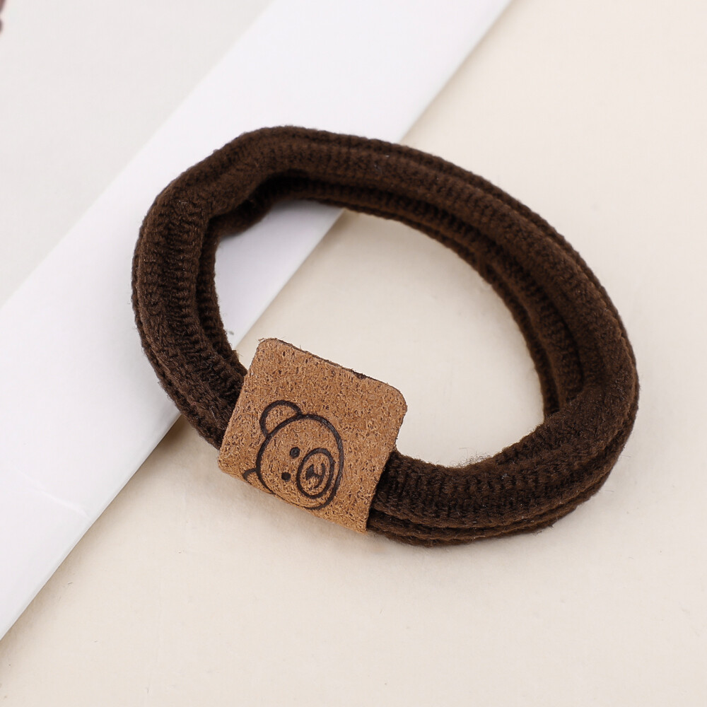 Fashionable Cute Little Bear Headband High Elastic Rubber Band Women's Hair Tie Leather Hair Cover