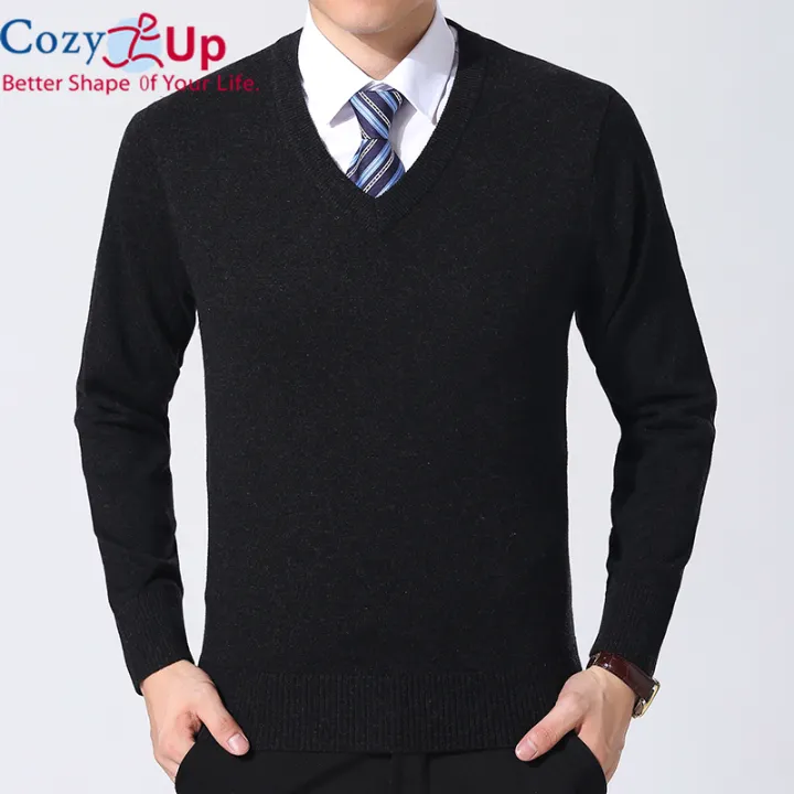 men's v neck thick jumper