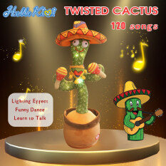HelloKimi Đồ chơi xương rồng nhảy múa uốn lượn Dancing Cactus 120 bài hát phát ra âm thanh vui nhộn biết nhại tiếng