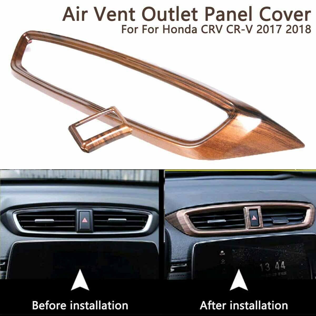 1 set peach wood grain center air vent outlet panel frame cover trim for honda crv 2017-2021