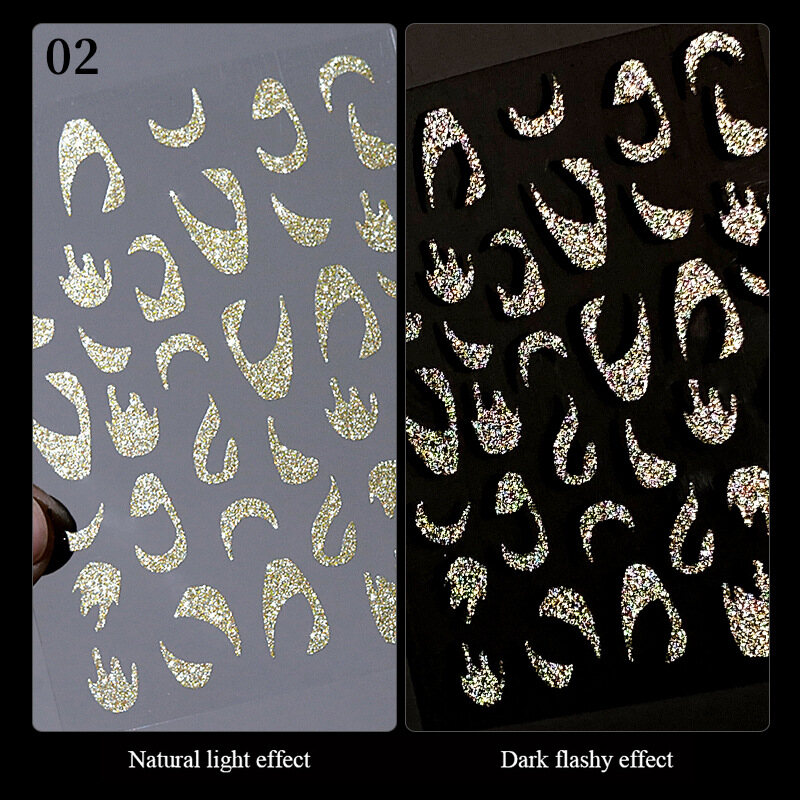 Gold Glitter French Line Nail Sticker Shiny Stripe Lines Wave Geometry 3D Decals Sliders Self Adhesive Nail Art Decoration