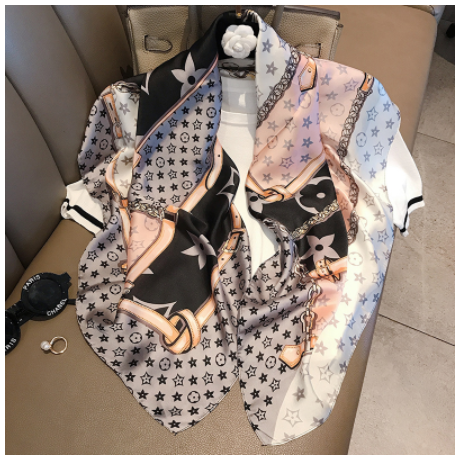 Classic Design Silk Feel Scarf Women's Fashion All-around Imitation Silk Small Scarf 90x90Cm Square Scarf Neck Scarves WJ1006-27