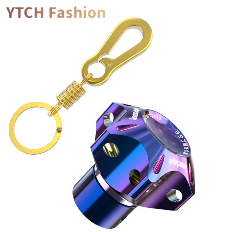 YA General Cnc Modified Burnt Titanium Key Head Racing Boat Hexagonal Burnt Titanium Key Head Key Chain
