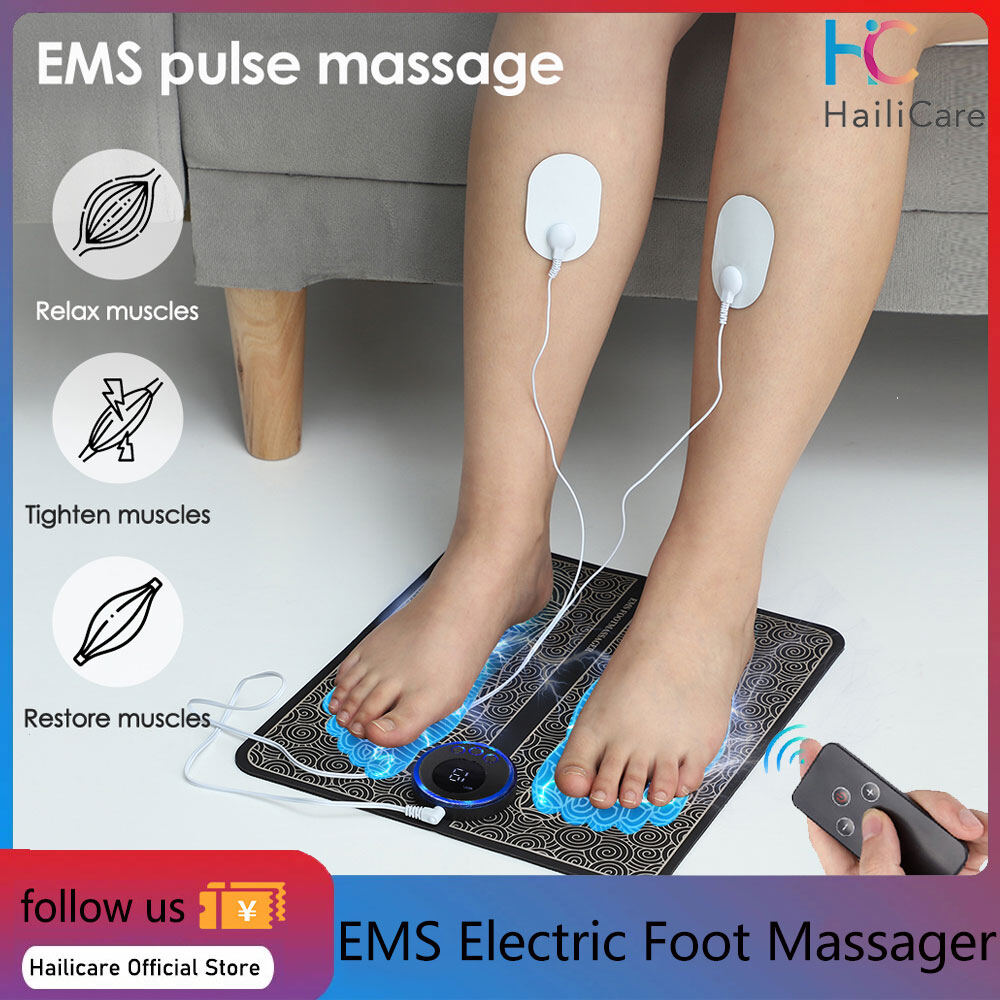 Hailicare EMS Pulse Foot Massager Electric Foot Therapy Machine Foot Pad 8 Modes 19 Levels Intelligent Acupuncture Foot Massage Pad Mat Muscle Stimulation with Remote Control