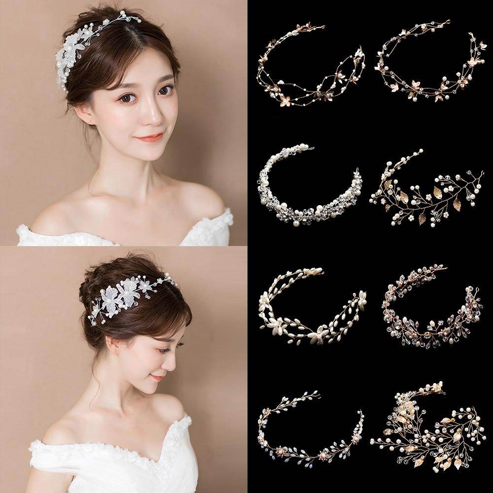 1* Wedding Hair Ornament Hair Decoration Tiara Jewelry Pearl Head Wear Bridal Hairpin Crystal Headband Rhinestone Headpiece