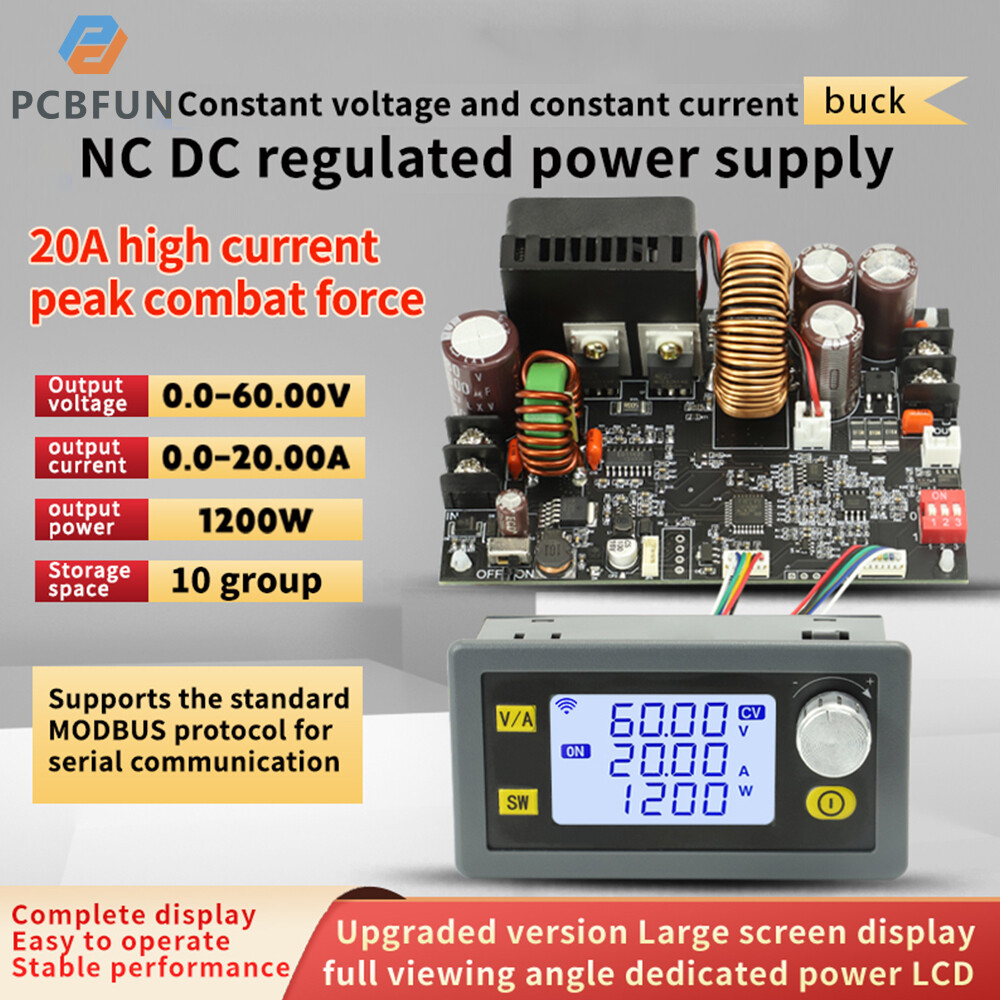 pcbfun XY6020L 20A/1200 CNC stabilized DC power supply constant voltage constant current step-down board adjustable module step-down module input voltage DC6-70V