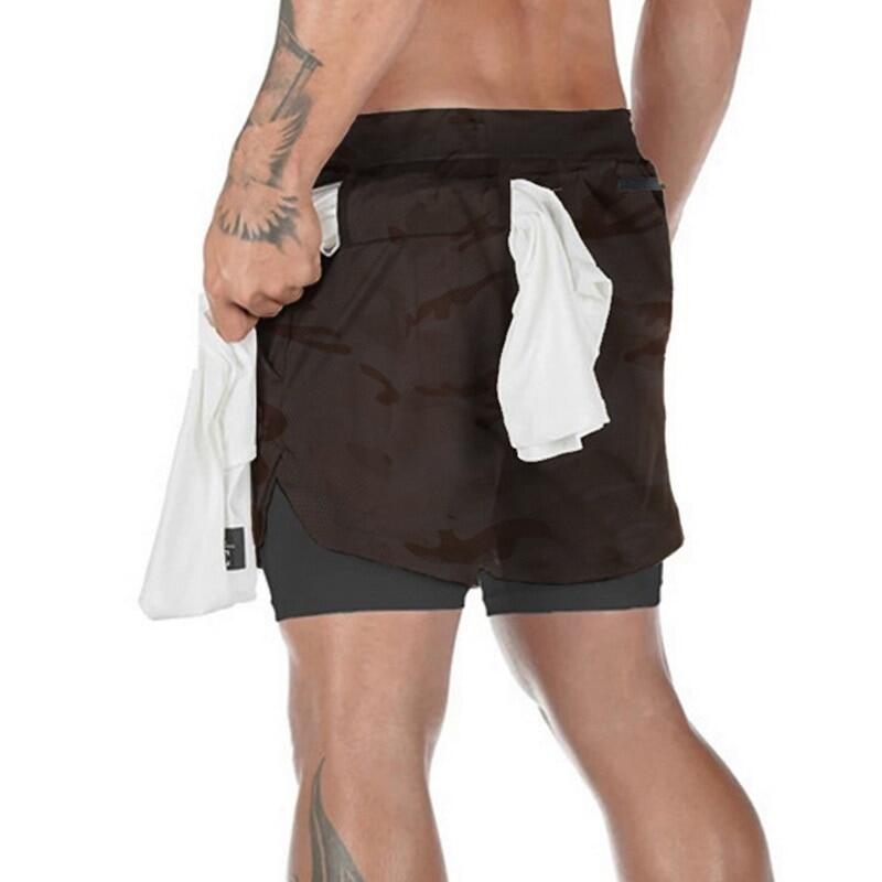 Pantalones cortos para correr de camuflaje de doble capa 2 en 1 para hombre, pantalones cortos deportivos de secado rápido para gimnasio, Fiess, trotar, ciclismo, entrenamiento_voghion.com