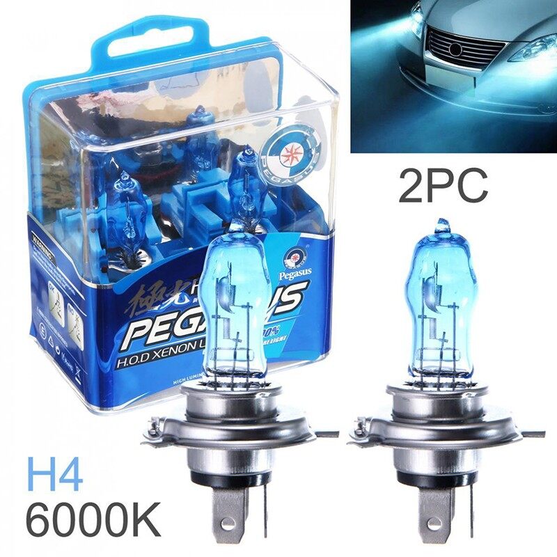 Free Shipping 2pcs 12V Car H4 Auto Headlight 100W White Light Super Bright HOD Xenon Halogen Lamp 100% Fit Original Car