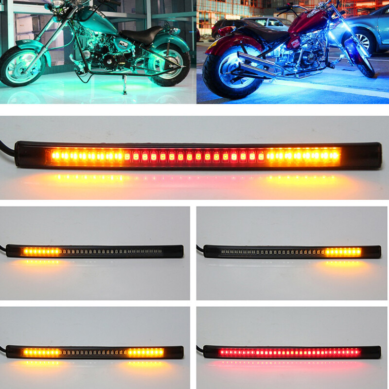 MA 12V Universal Flexible 48 LED SMD Strip Motorcycle Car Tail Turn Signal Brake Stop Light