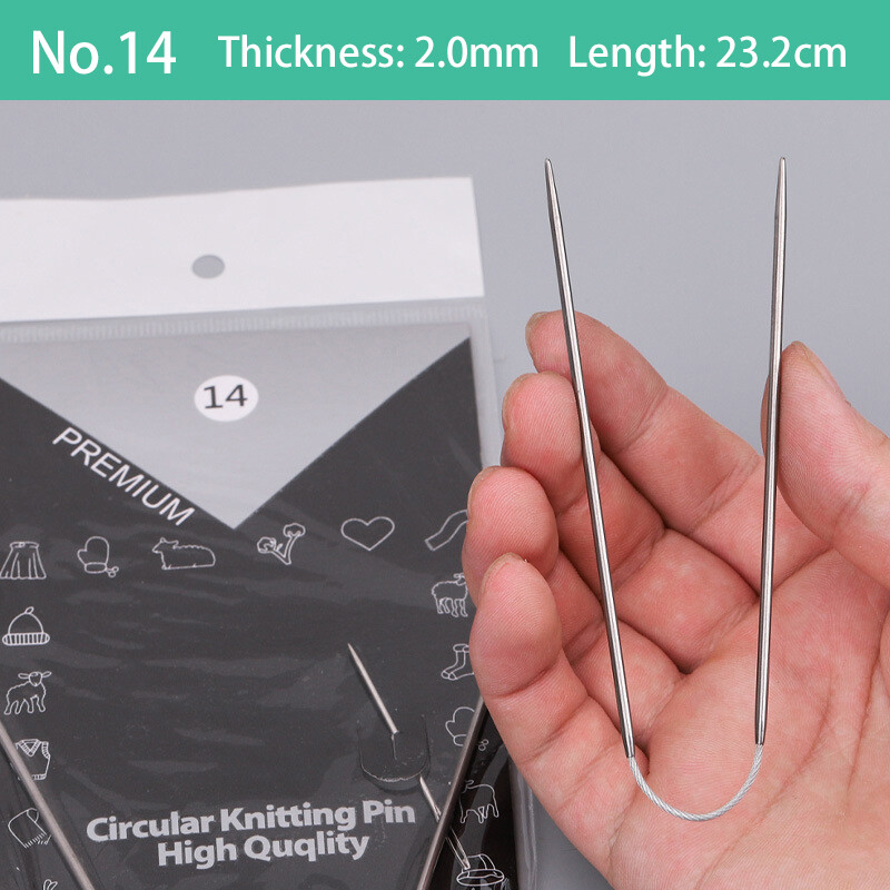Pzcf 23cm Wool Cotton Yarn Mini Circular Sock Knitting Needles Stainless Steel Weaving Needlework Tools DIY Knit Accessories