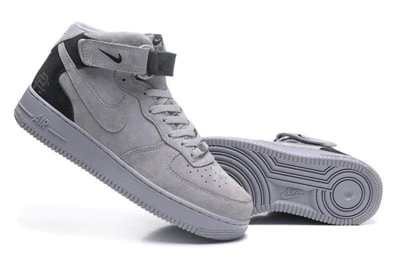 Nike_AIR_Force 1 AF1 Cao Nam Cổ Điển Giải Trí Trượt Ván Chống Trượt Chống Thoáng Khí Thể Thao Ngoài Trời Giày Màu Xám
