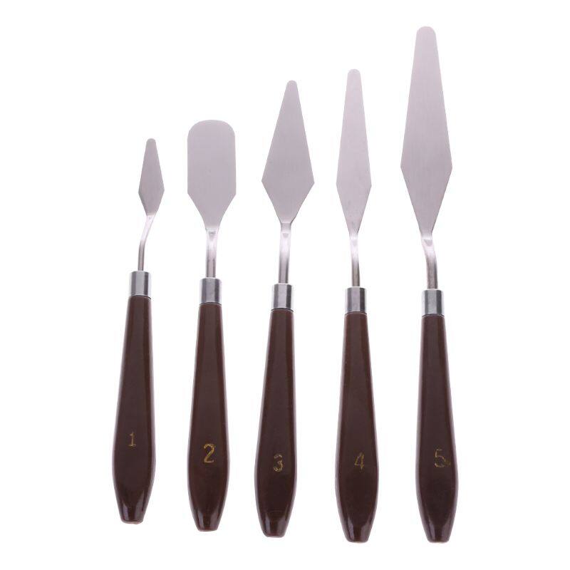 5PCS Professional Steel Artist Oil Painting Art Paint Palette Spatula