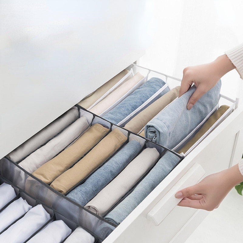 7/9 Grid Drawer Storage Box Large Size Foldable Compartment Save Space Jeans Underpants Bra Organizer Drawers