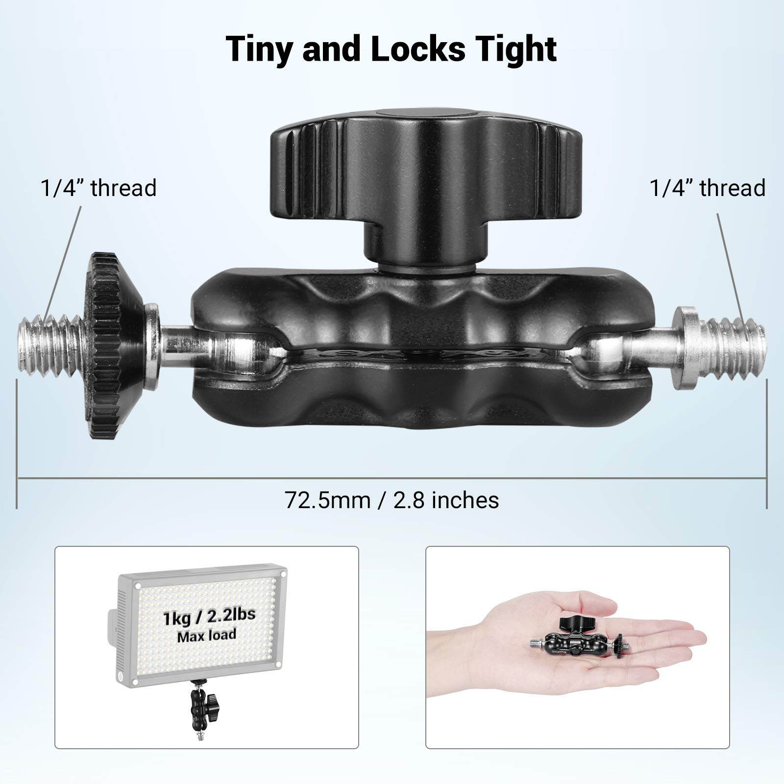 SmallRig Universal Magic Arm với đầu bi nhỏ 1/4 vít (Tải trọng tối đa 1KG) cho màn hình máy ảnh thể thao đèn video (2 chiếc) 2158