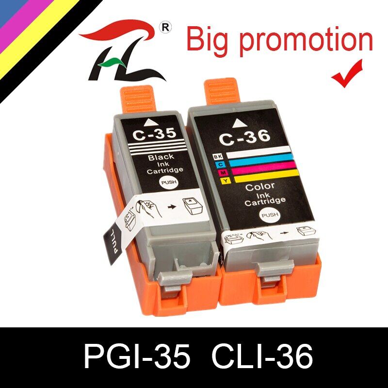 Htl pgi-35 pgi35 pgi-35bk cli-36 ink cartridges replacement for canon pixma ip100b ip100 ip100 with mini 260 320