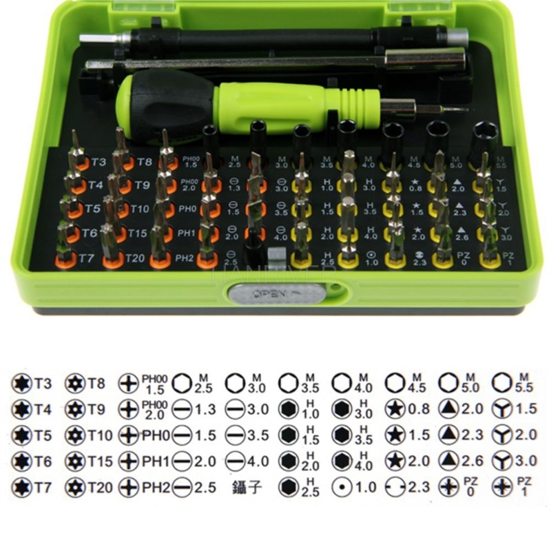 [HOT W] 53 in 1 Screwdriver Set of Screw Driver Bit Set Multi Bit Precision Torx Screwdriver Tweezer Cell Phone Repair Tool for Computer