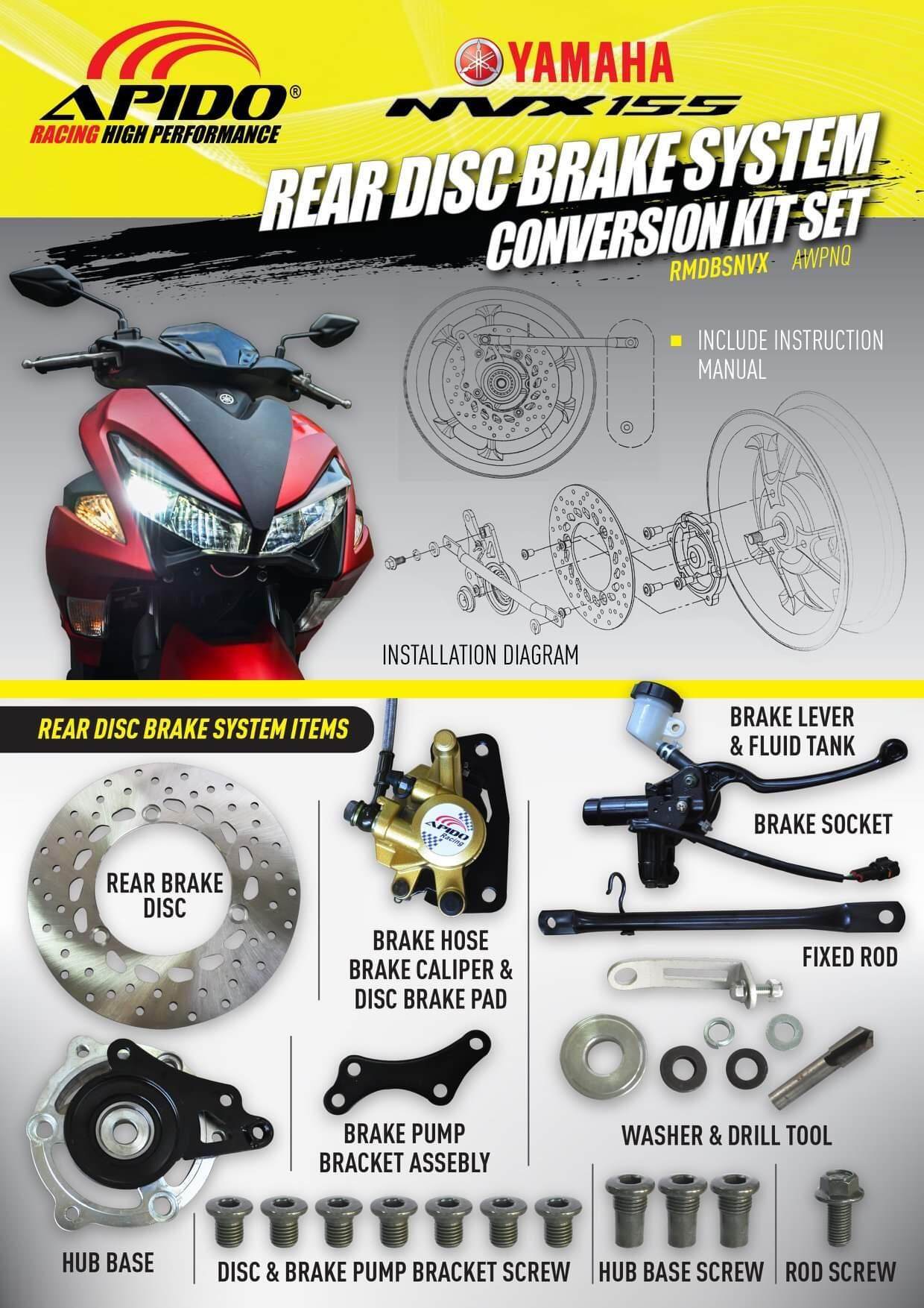 rear disc brake conversion kits on Rear Disc Brake System Nvx Conversion Kit Set Lazada