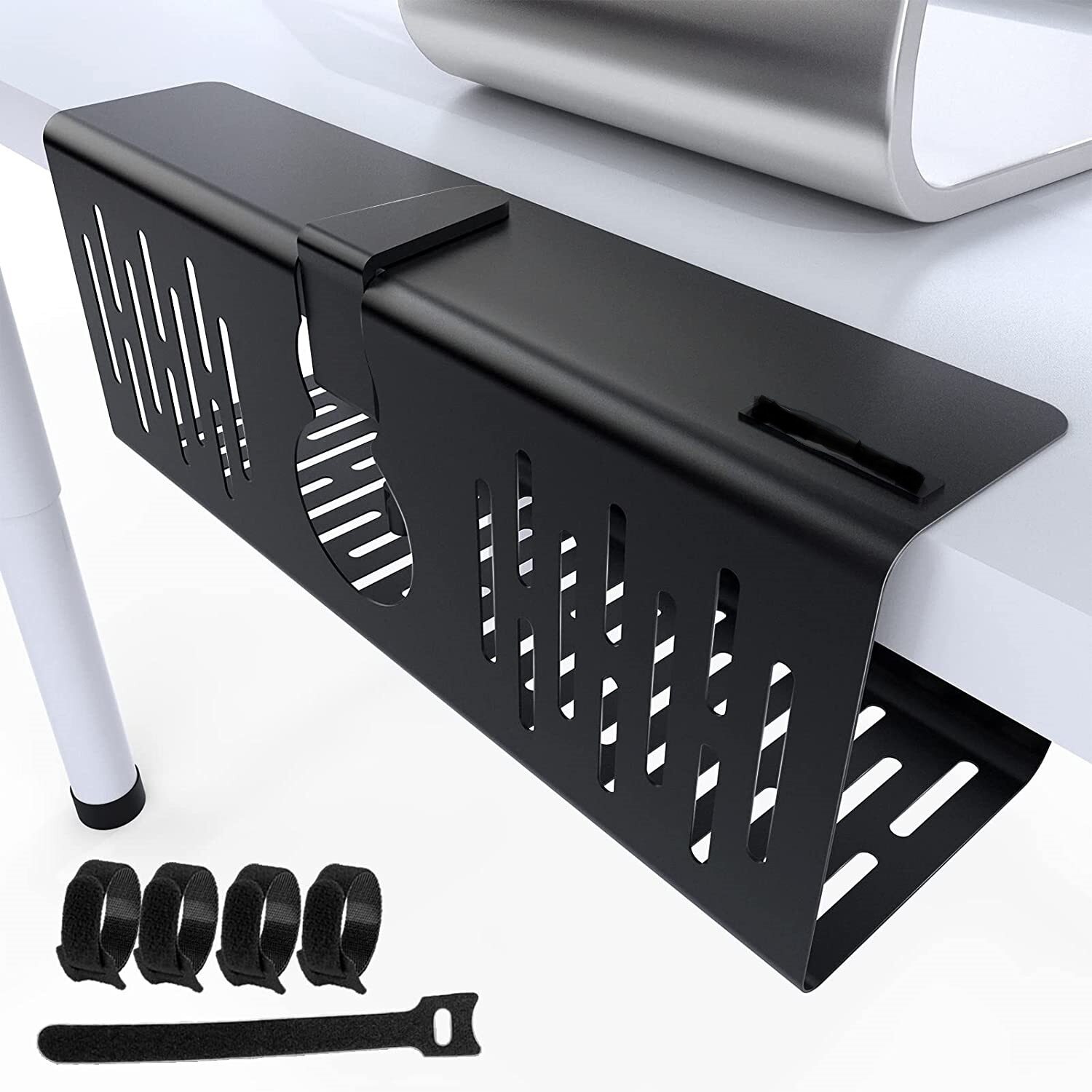 Fashionable 14" No Drill & No Stick Under Desk Cable Management Tray